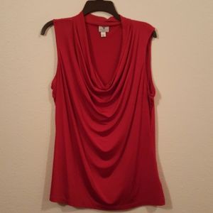 Red sleeveless blouse